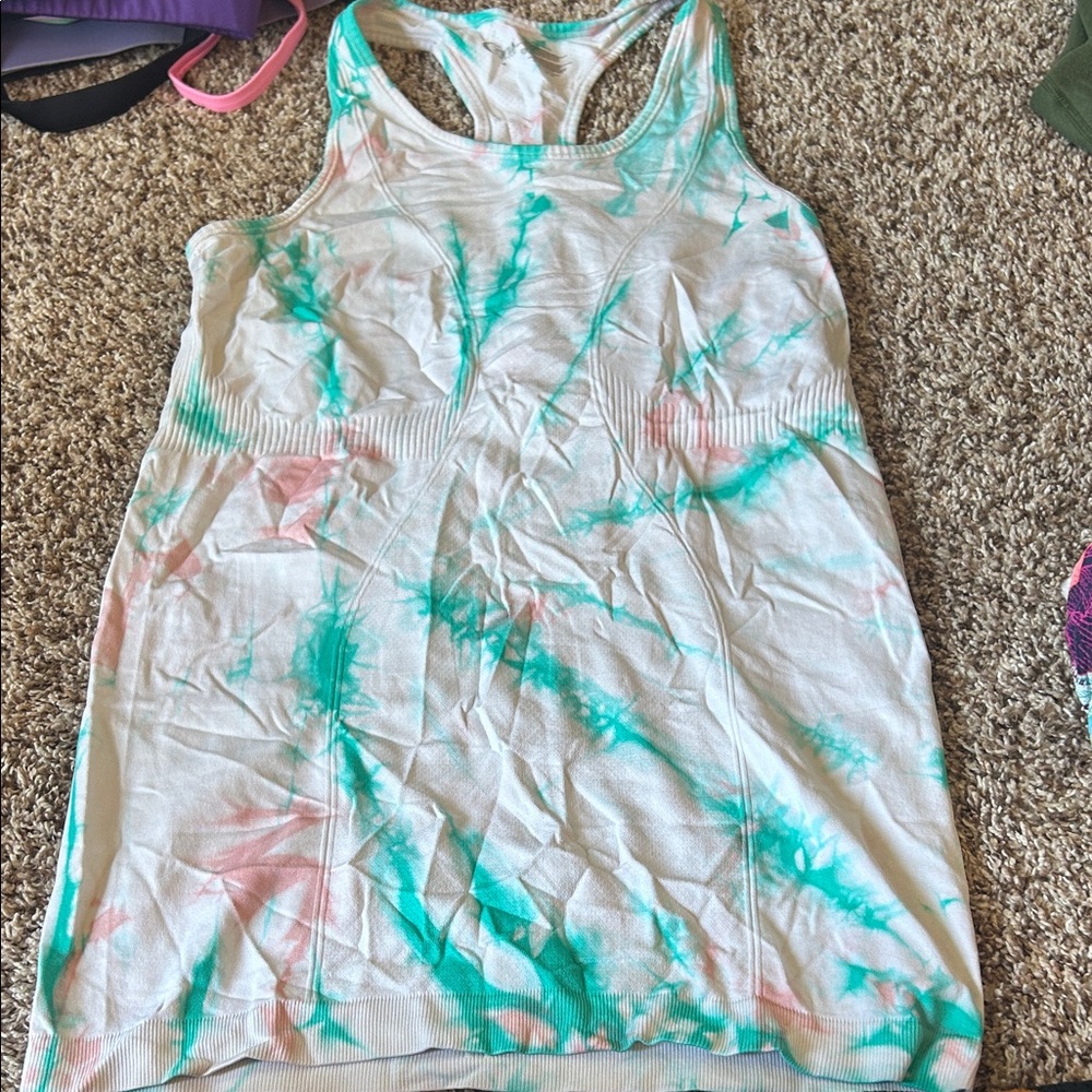 ZYIA Tie-Dye Tank Top - White, Pink, and Green
